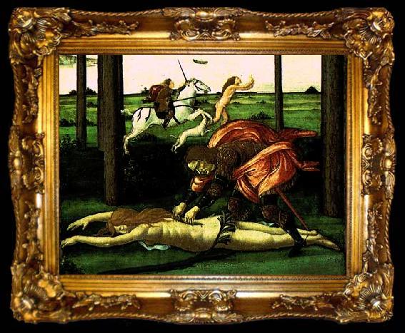 framed  BOTTICELLI, Sandro The Story of Nastagio degli Onesti (detail of the second episode)  dghg, ta009-2